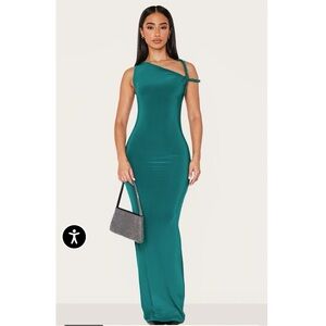 Teal One-Shoulder Maxi Dress